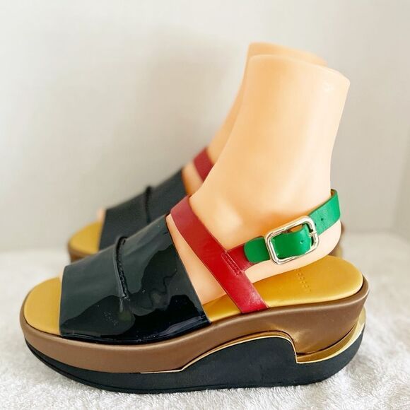 New 4ccccees Free People Eclipse Lay Tri Color Chunky Sandal Sz 37 6.5 Host Pick - Picture 2 of 8